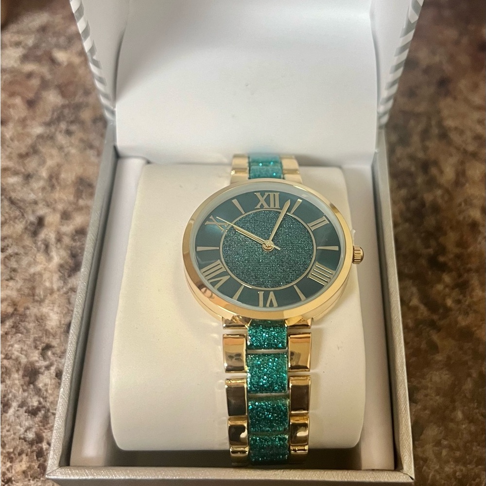INC Blue Glitter and Brown Watch (Unisex) - Picture 4 of 10
